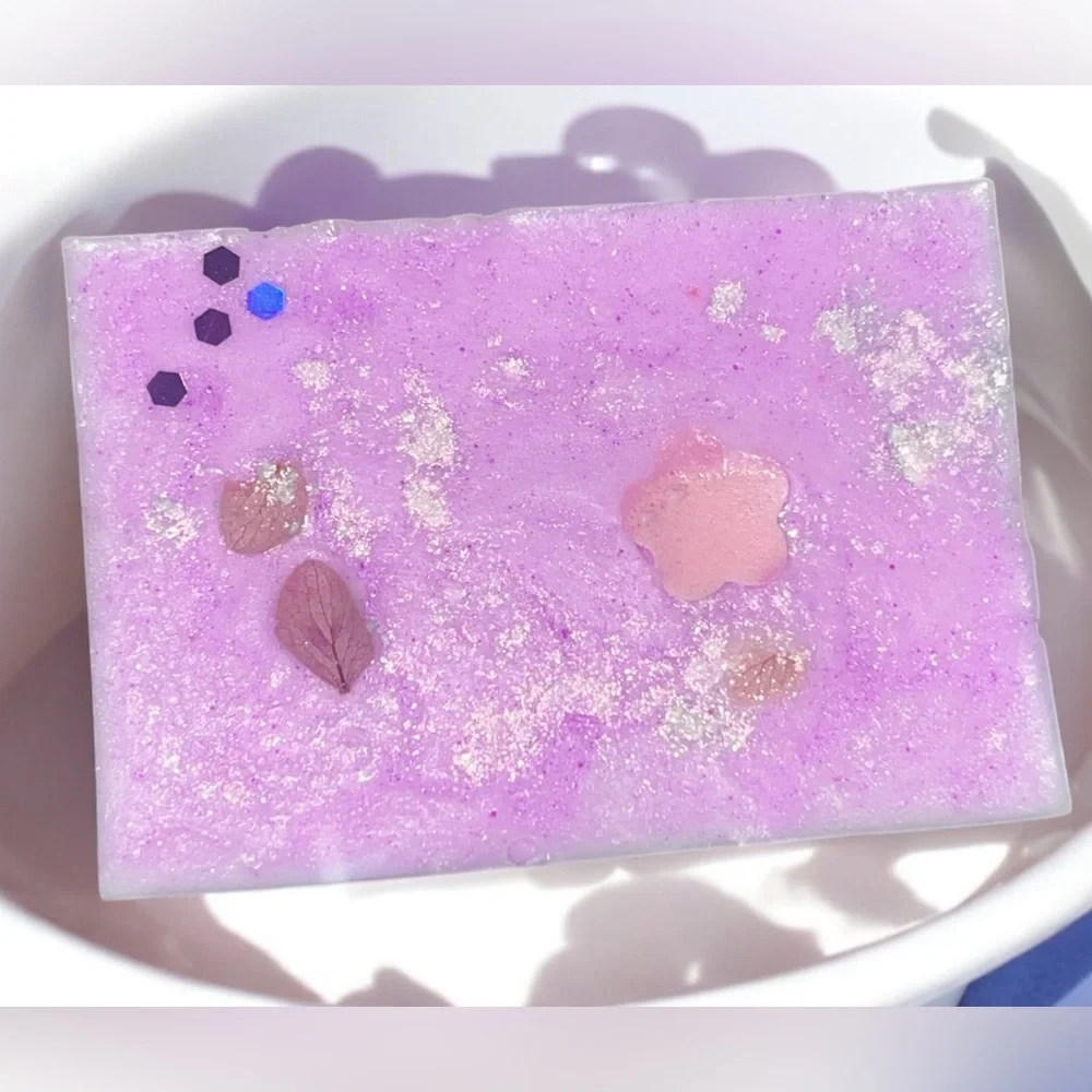 Coconut vanilla SHIMMER soap handmade goat milk & oatmeal butter 2x3in 4.5oz - Picture 3 of 3